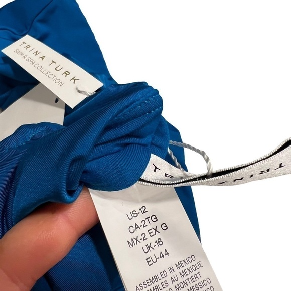 NEW Trina Turk front tie bikini top size 12 blue - Picture 12 of 13